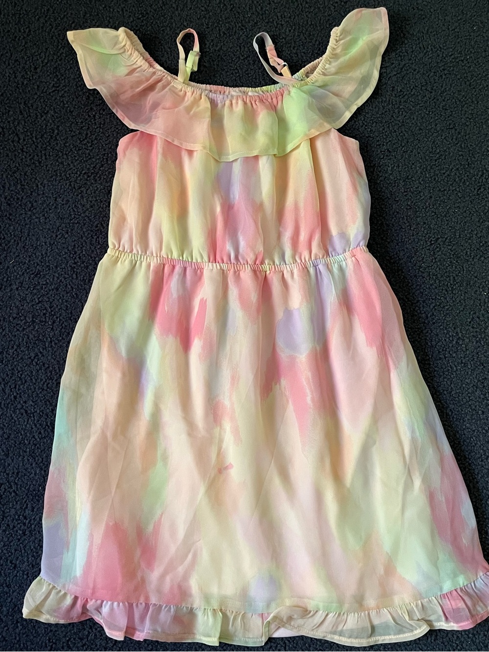 The Children's Place Pastel Watercolor Ruffle Sundress in Pink, Green, Yellow - Picture 1 of 5